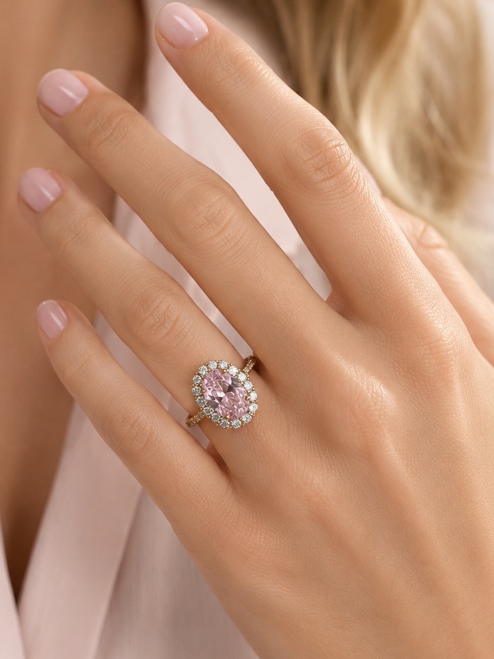 18k 4ct Oval Pink Sapphire Ring